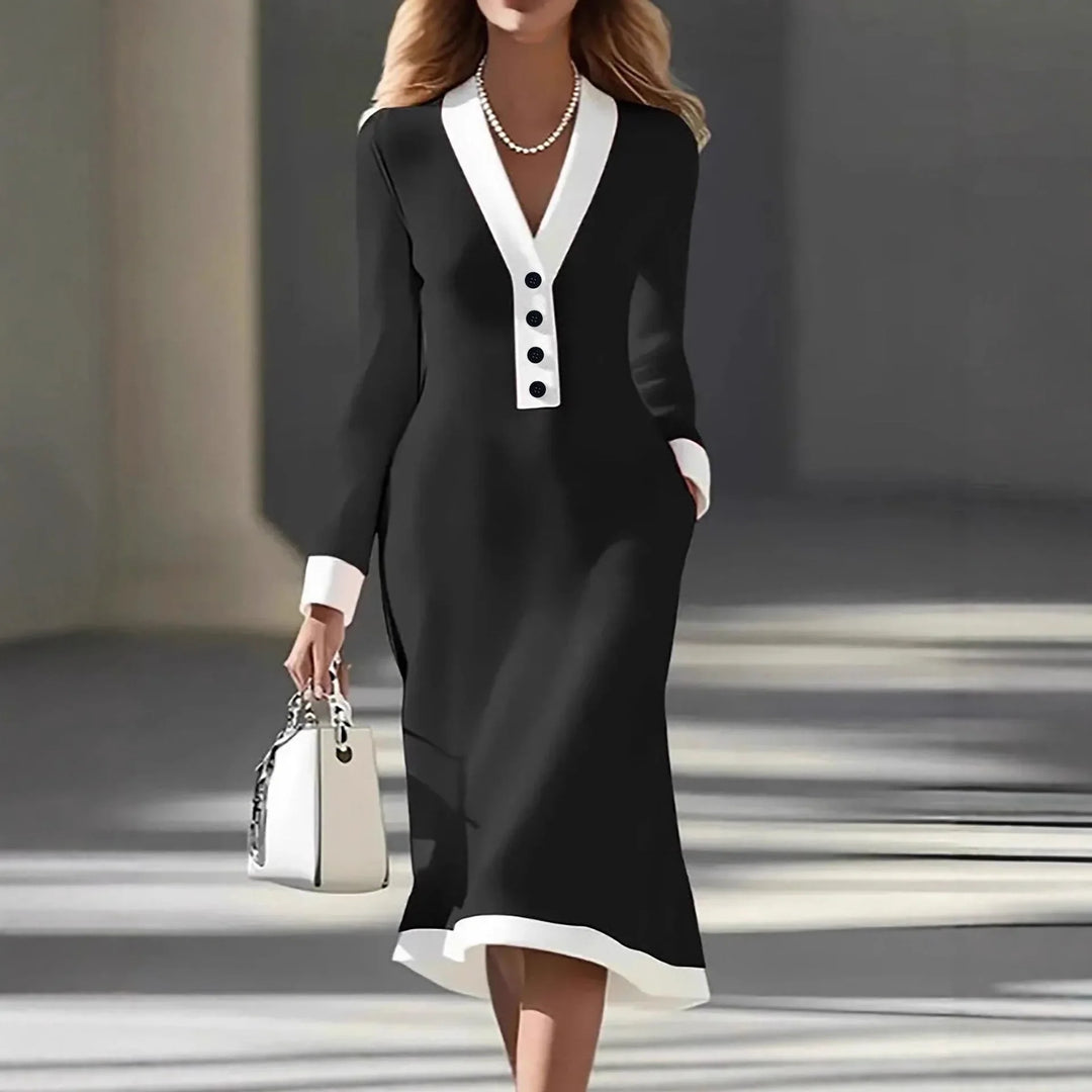 Estelle Contrast Trim Midi Dress