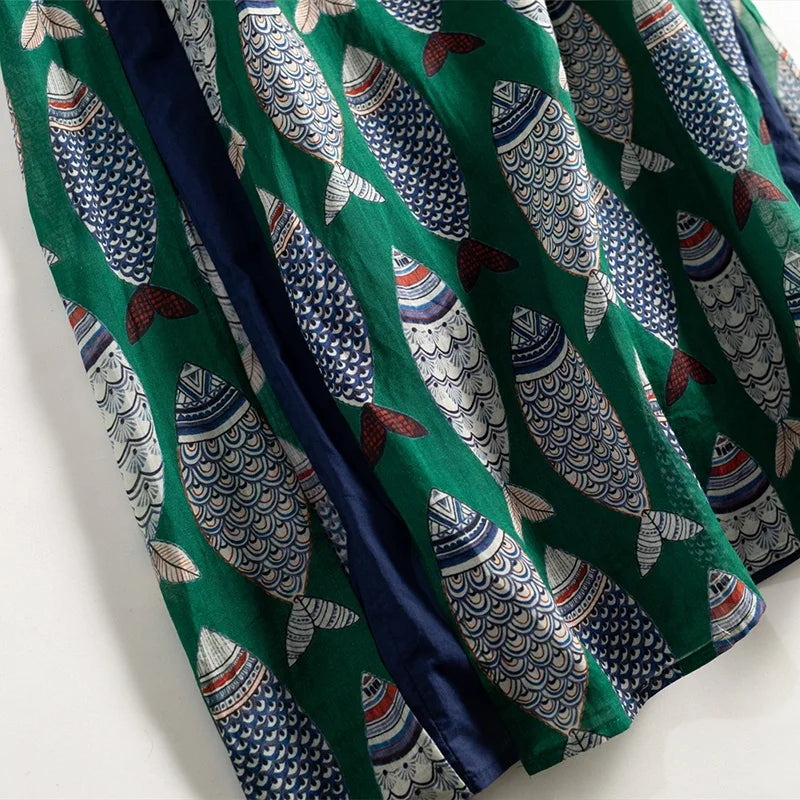 Roslyn Fish Print Midi Dress