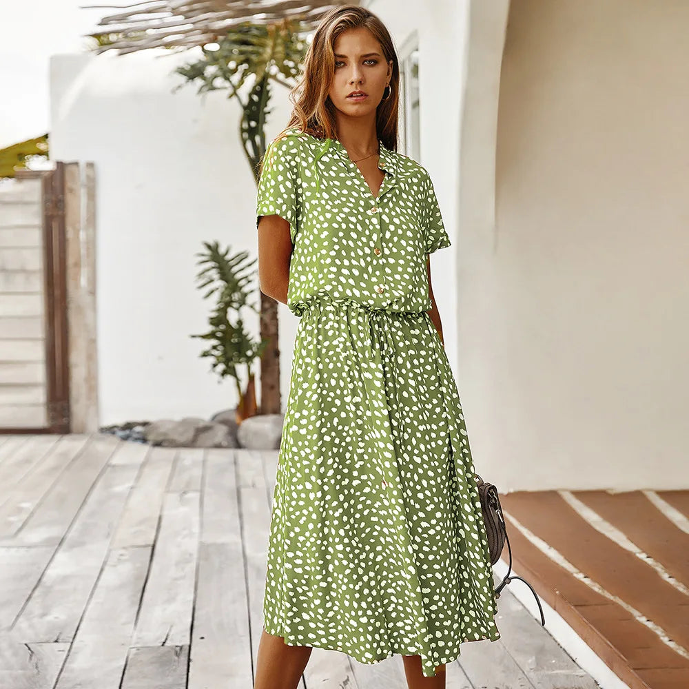 Amabel Printed Midi Shirt Dress
