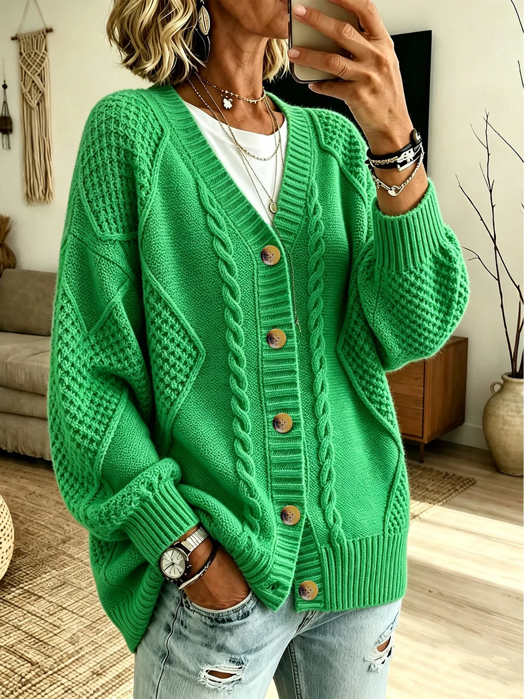Elina Cable Knit Cardigan