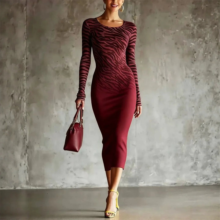 Maureen Zebra Pattern Midi Dress