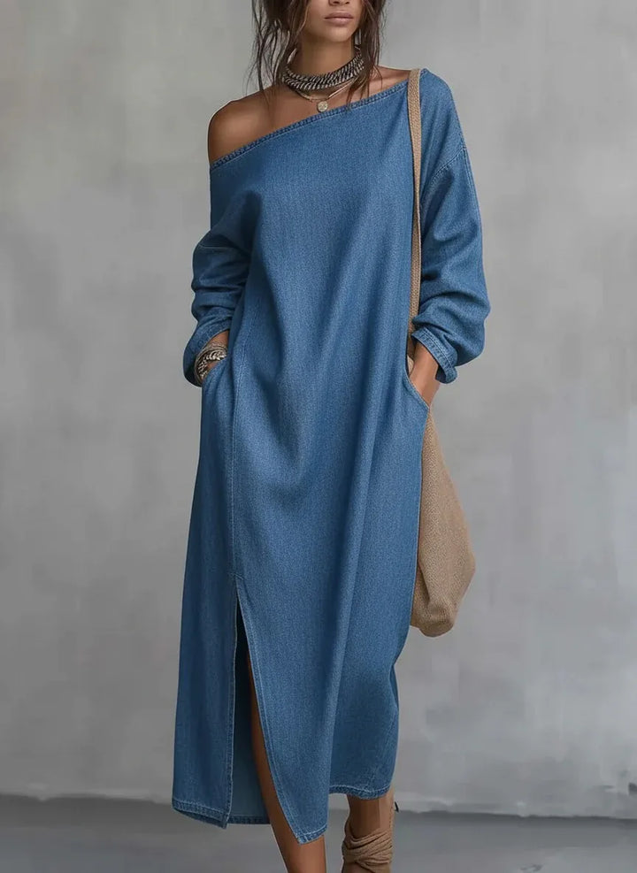 Noelia One Shoulder Linen Maxi Dress