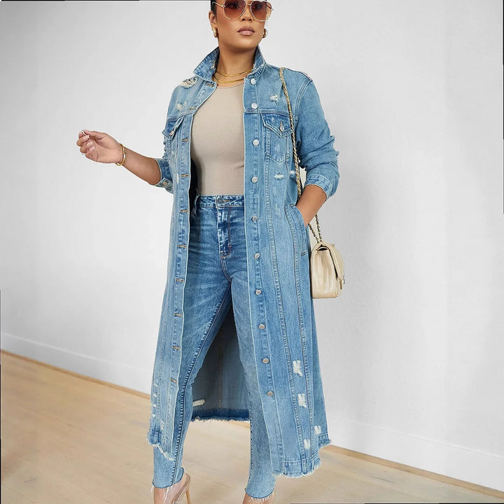 Palma Distressed Denim Trench
