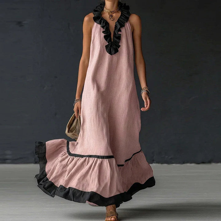 Ilyana Ruffle Trim Maxi Dress