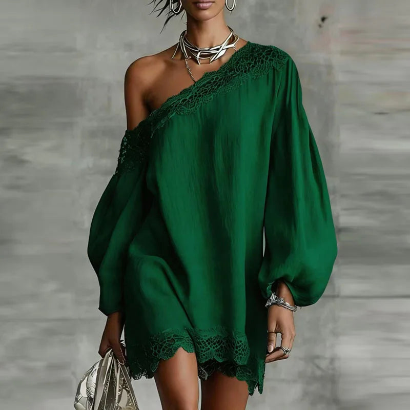 Nayeli One Shoulder Boho Mini Dress