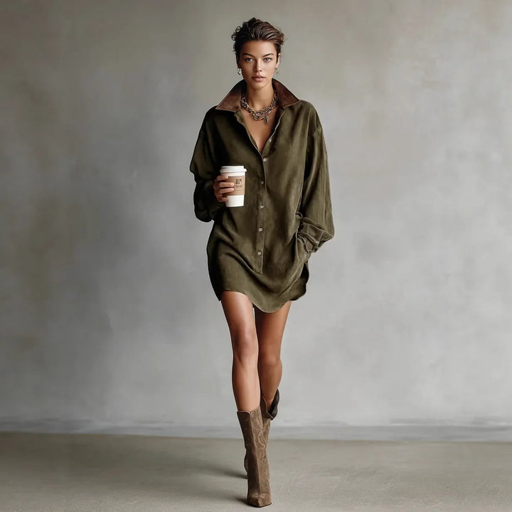 Elorea Suede Mini Shirt Dress