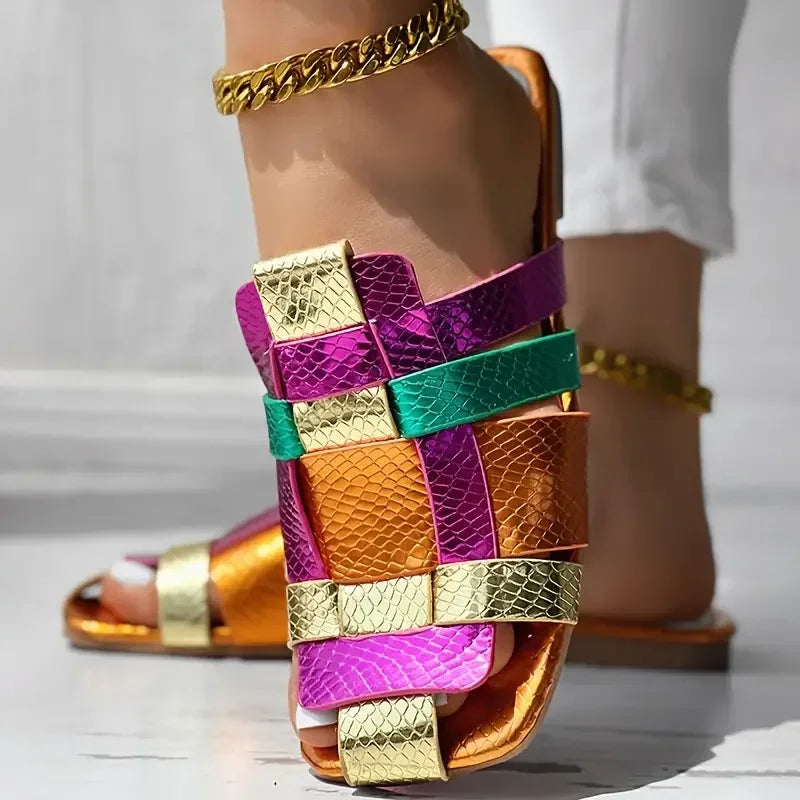 Zaffira Woven Mosaic Flat Sandals