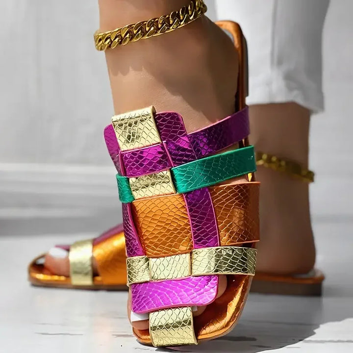 Zaffira Woven Mosaic Flat Sandals