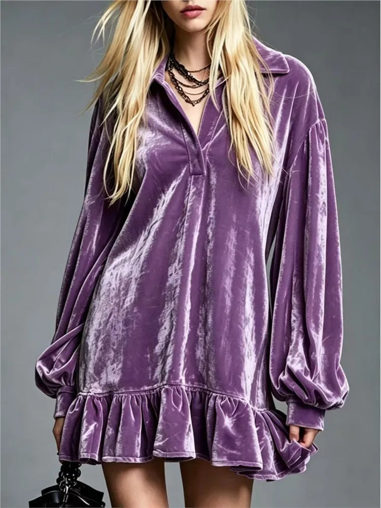Sofia Velvet Ruffle Mini Dress