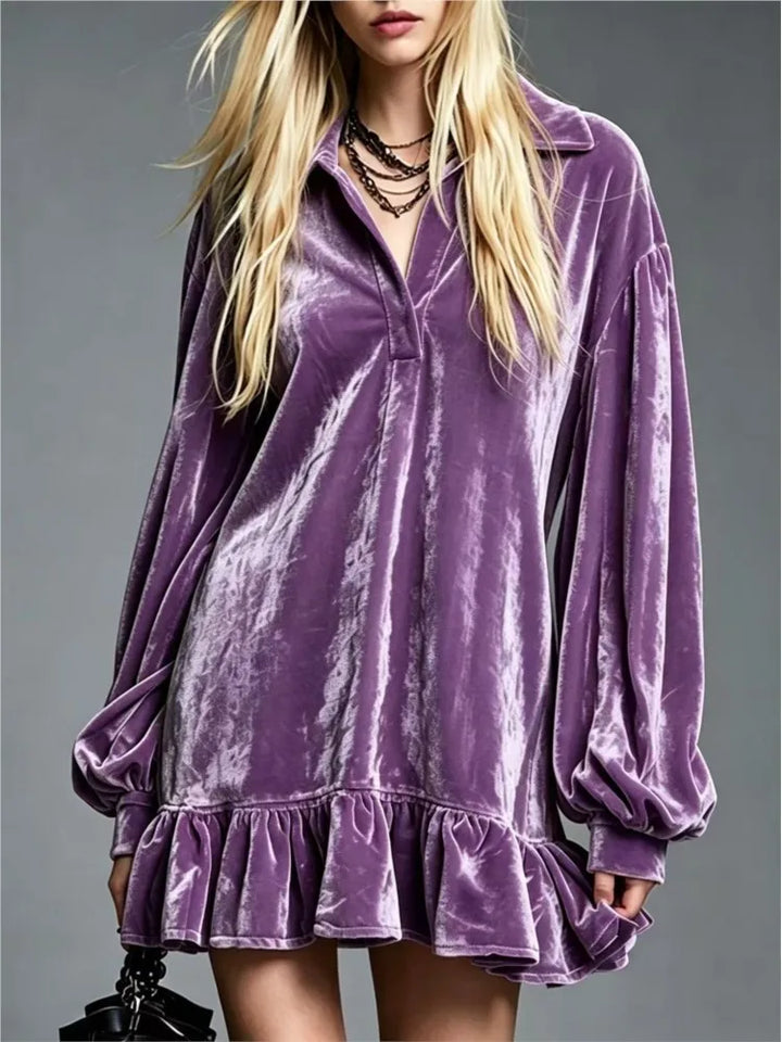 Sofia Velvet Ruffle Mini Dress