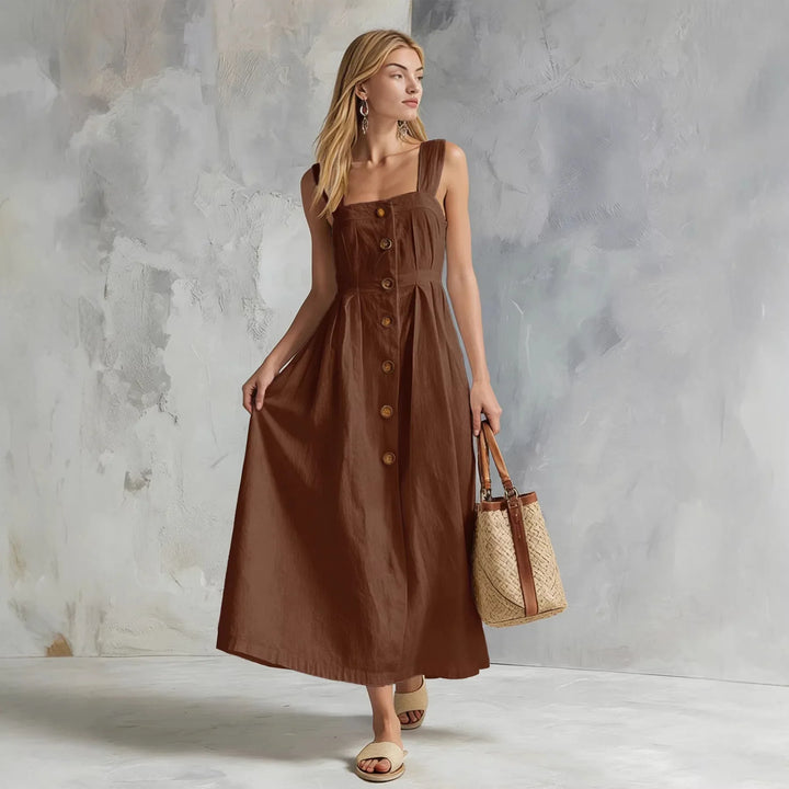 Zarela Linen Button Maxi Dress