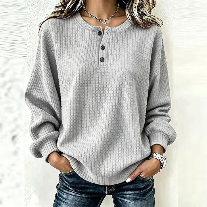 Talia Waffle Knit Henley Blouse