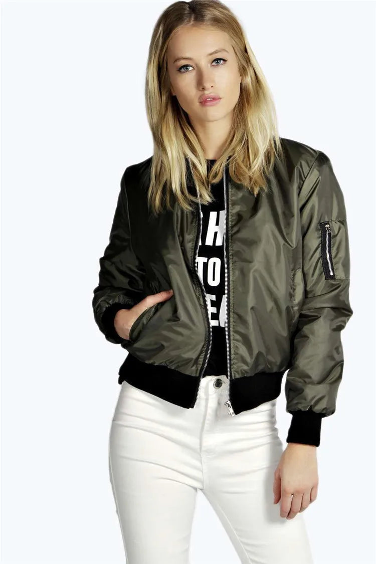 Palova Collarless Bomber Jacket