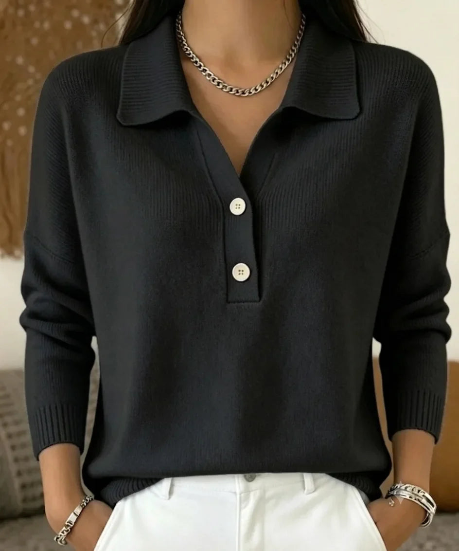 Elowen Button Placket Polo Sweater