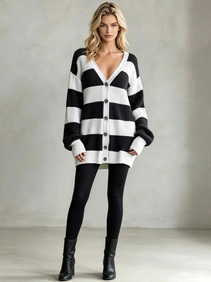 Priyanka Striped Knit Cardigan
