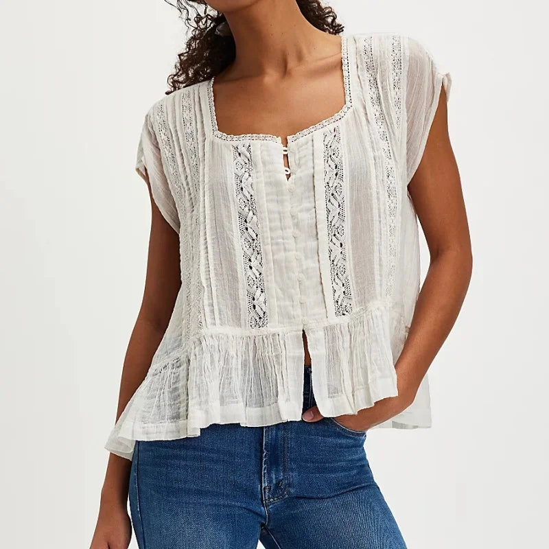 Sylvie Ruffle Hem Sleeveless Blouse