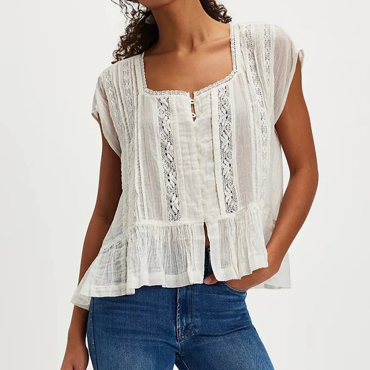 Sylvie Ruffle Hem Sleeveless Blouse