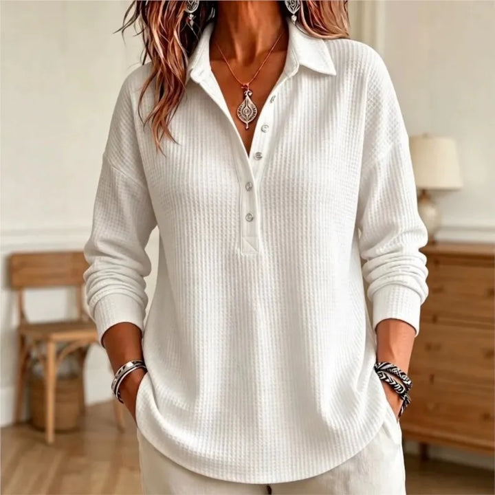 Marlow Waffle Knit Polo Sweater
