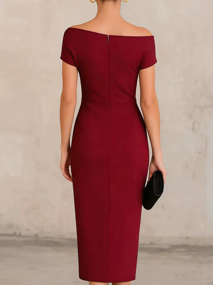 Shelby Pleated Slit Midi Dress