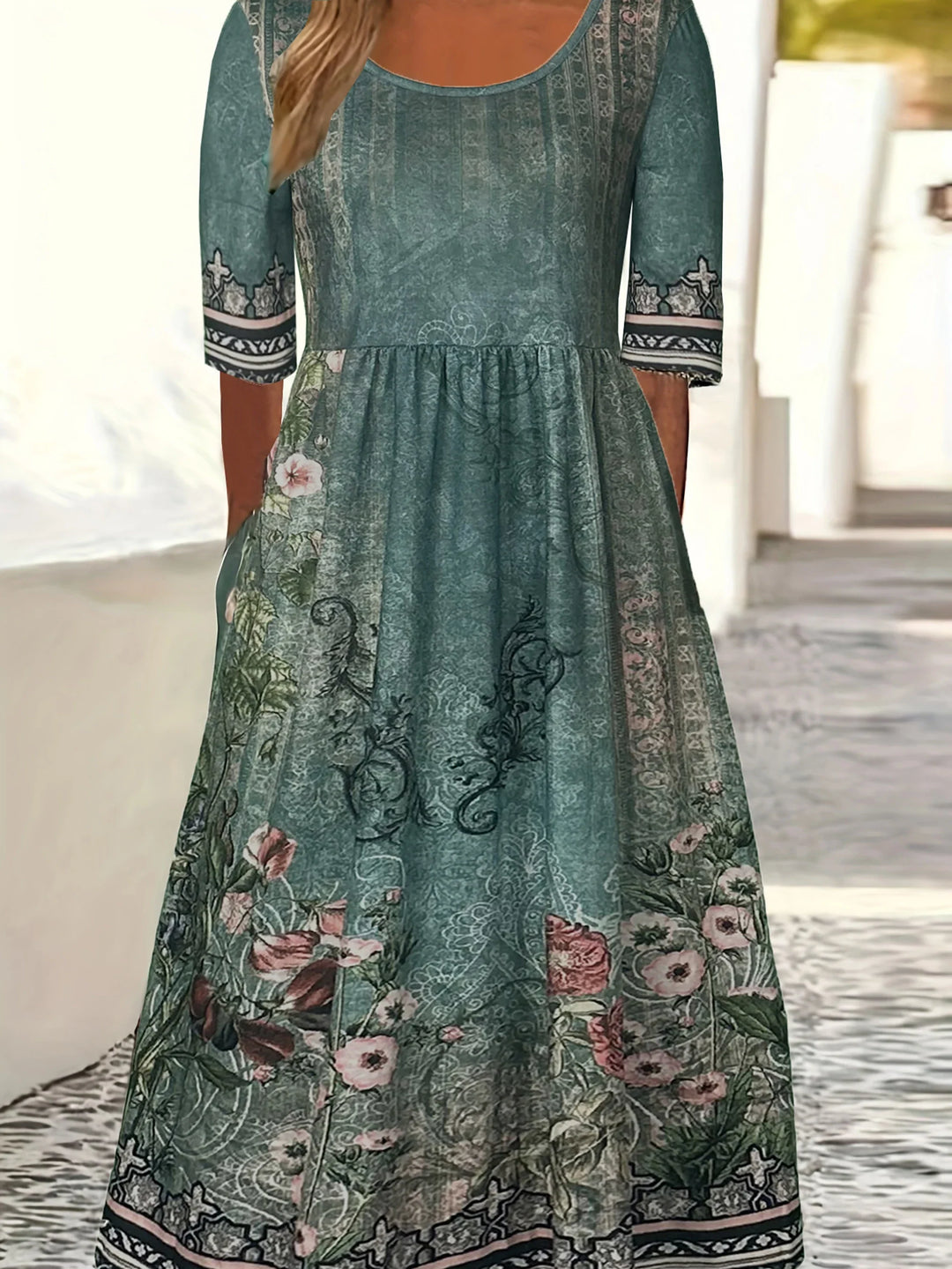 Chiara Bohemian Floral Printed Maxi Dress