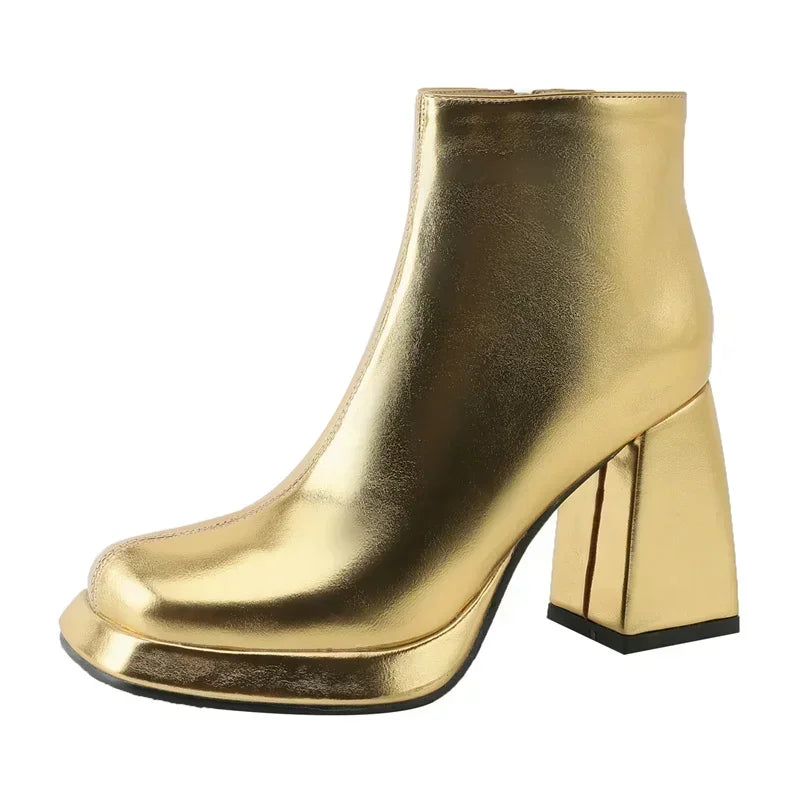Elara Metallic Platform Ankle Boots
