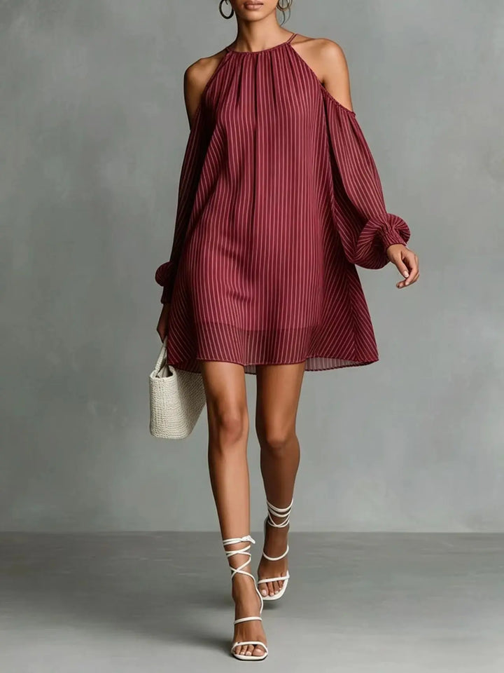 Maristela Off Shoulder Chiffon Mini Dress