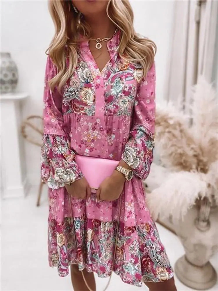 Vivian Boho Floral Mini Dress