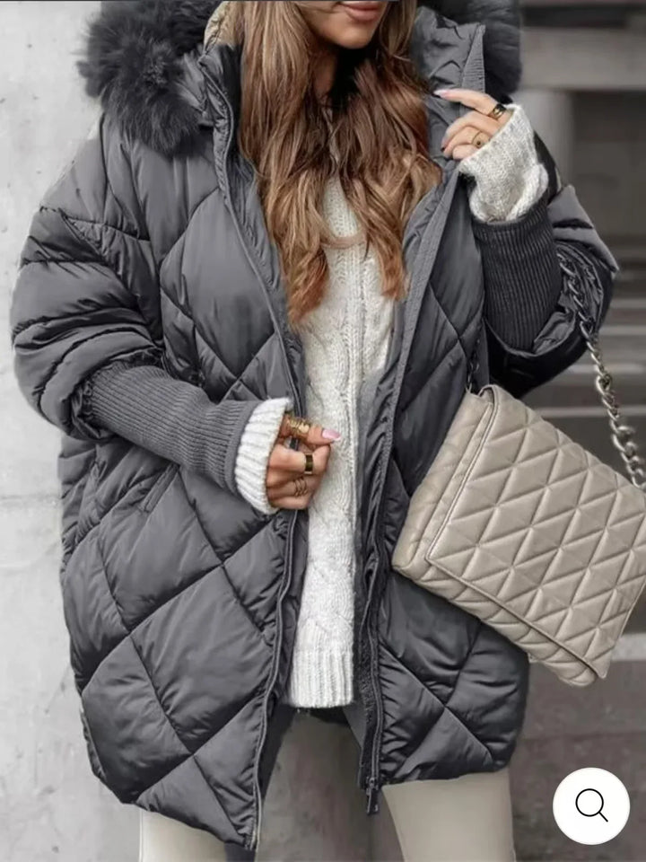 Larkspur Diamond Quilted Puffer Coat