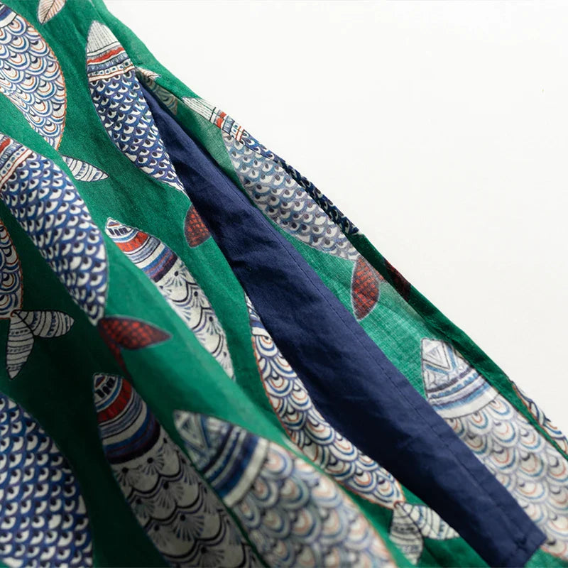 Roslyn Fish Print Midi Dress