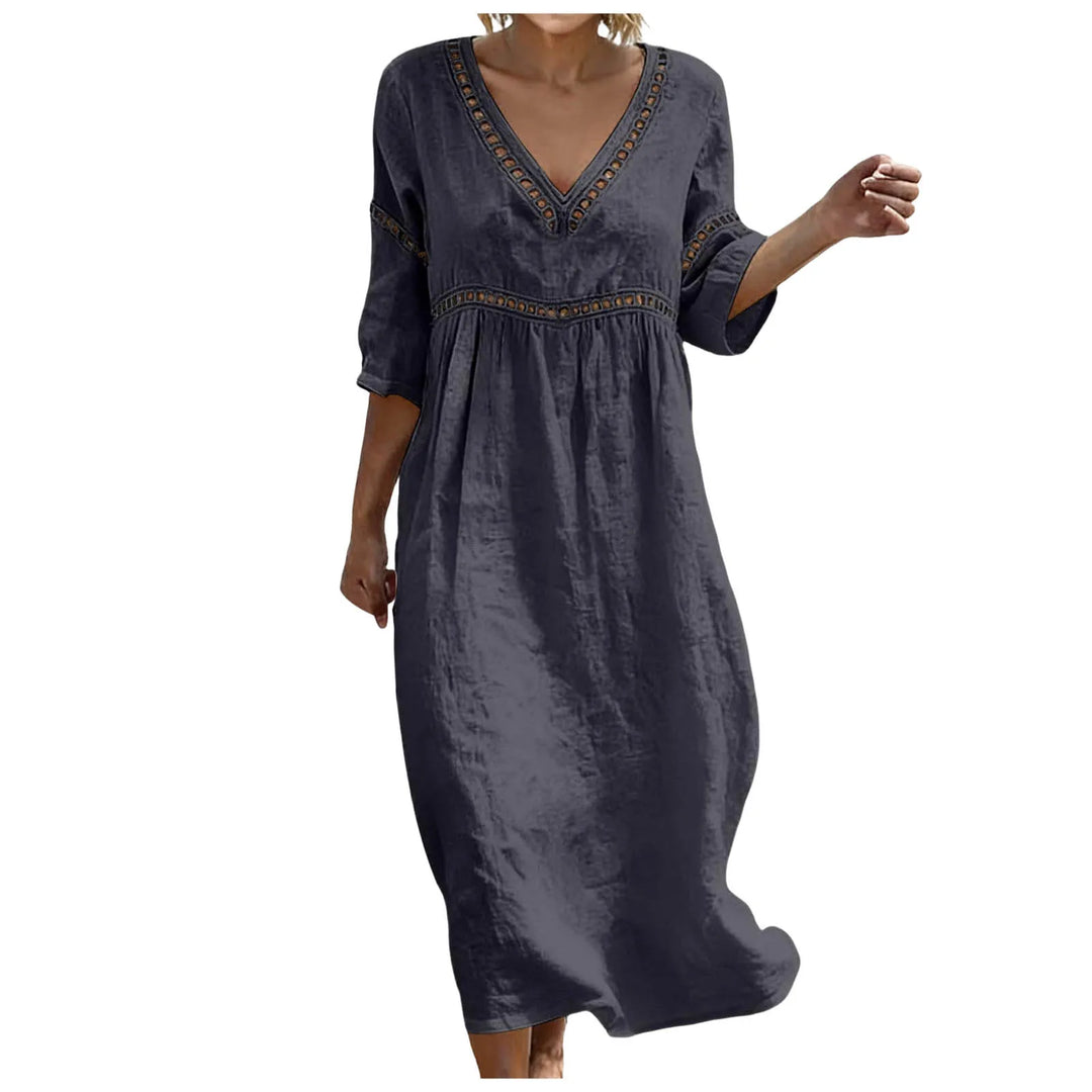 Galatea Embellished V Neck Boho Maxi Dress