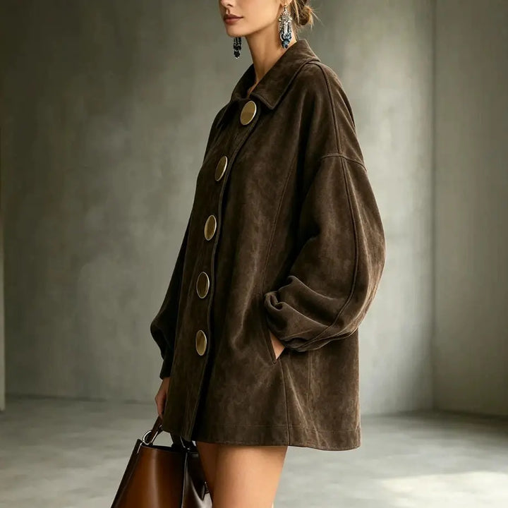 Dahlia Button Front Suede Jacket