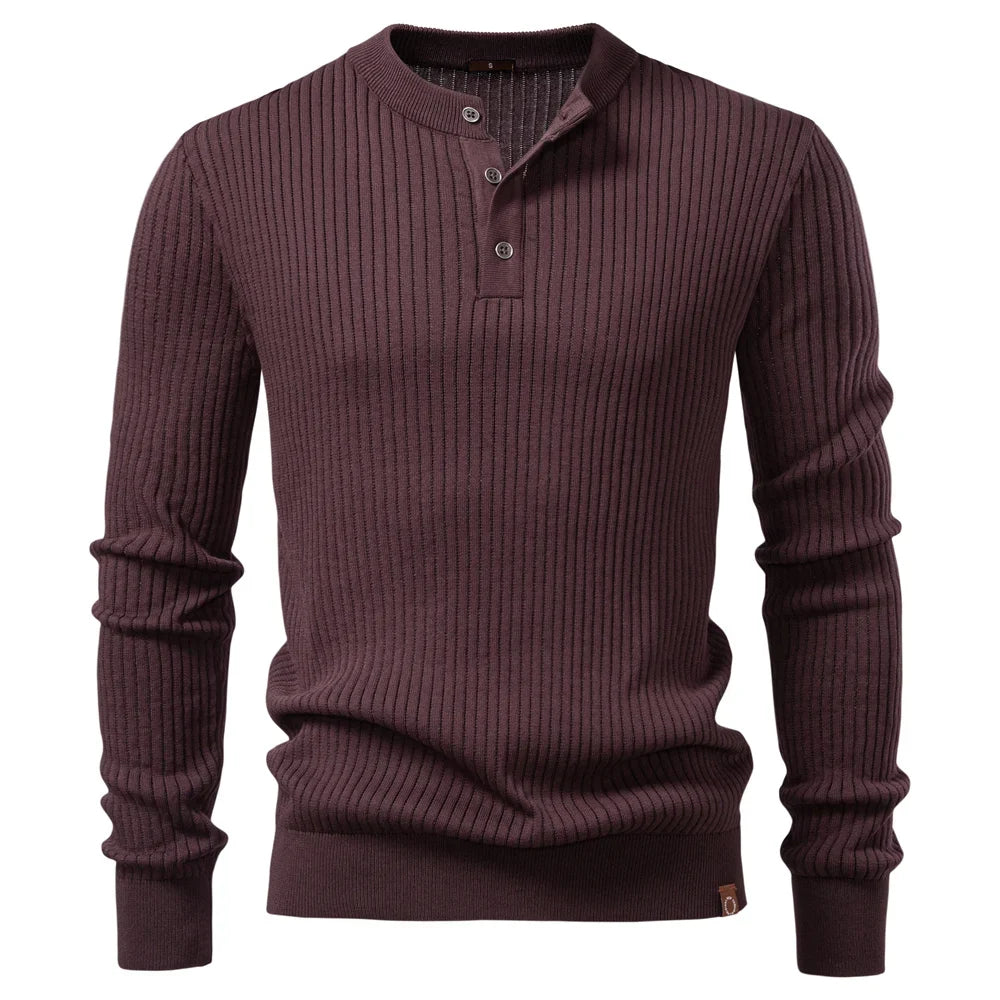 Thaddeus Ribbed Knit Henley