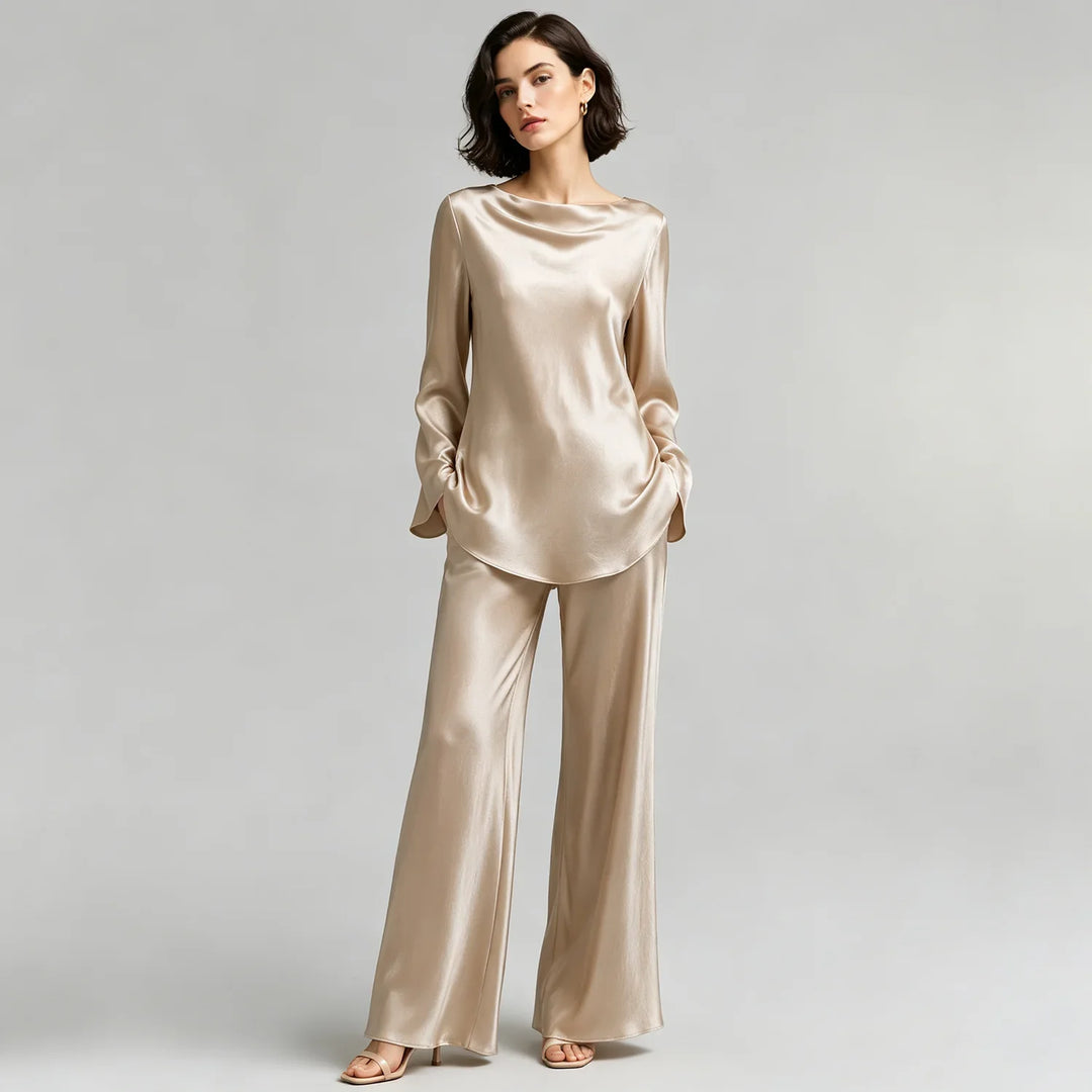 Freya Satin Wide-Leg Set