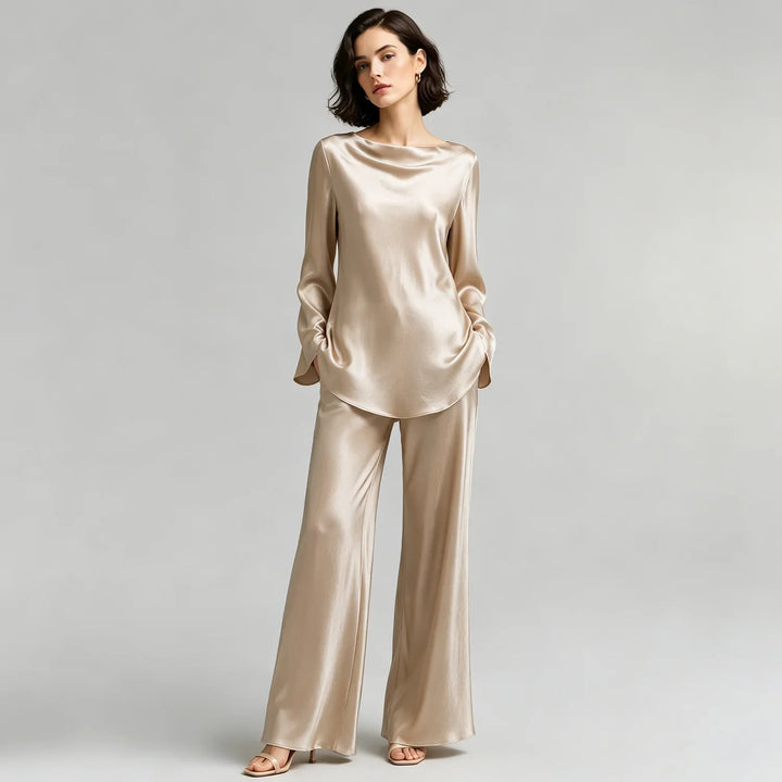 Freya Satin Wide-Leg Set