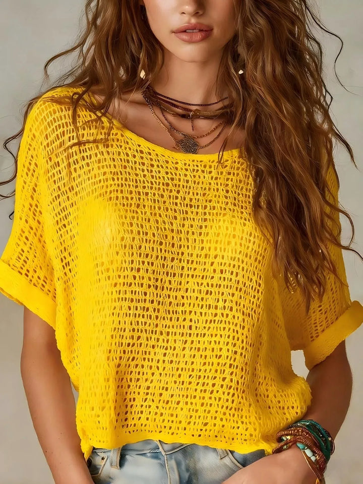 Coralie Breathable Short Sleeve Crochet Top