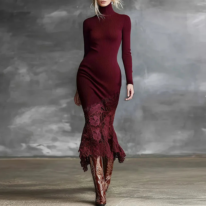 Novari Ribbed Turtleneck Dress