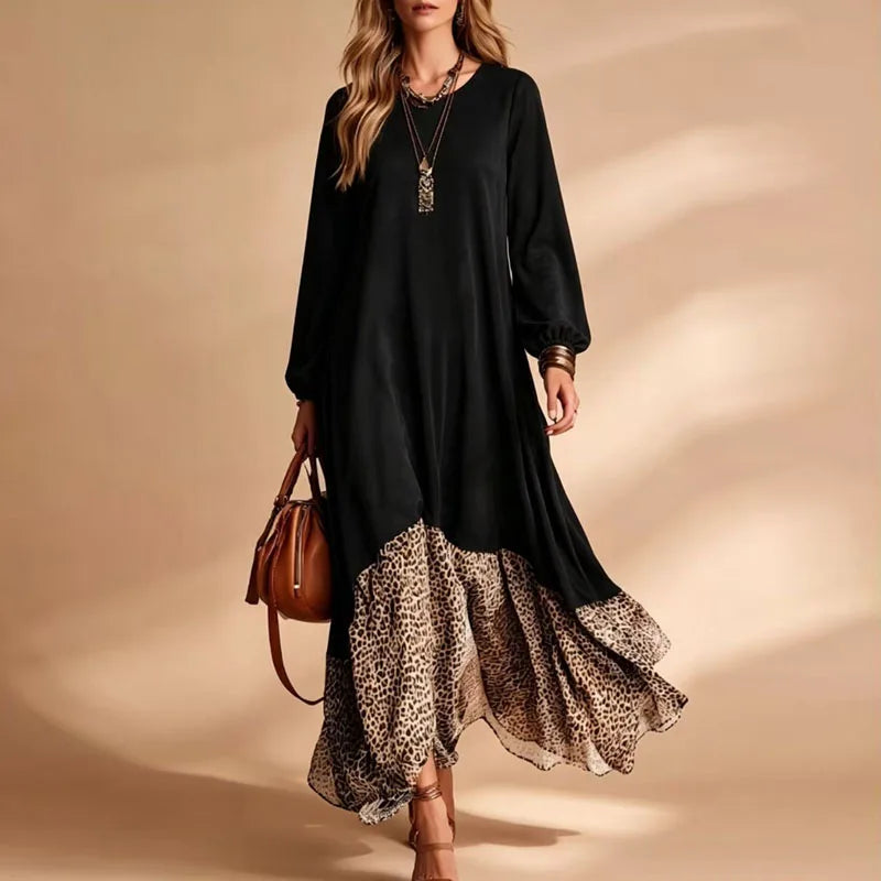 Delphine Leopard Hem Maxi Dress