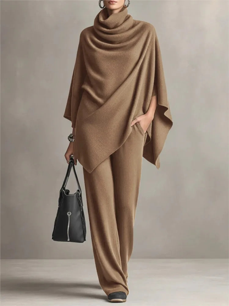Amaris Draped Cozy Poncho Set