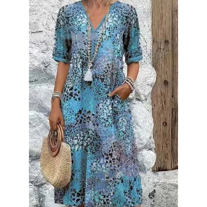 Clara Boho Printed Midi Dress