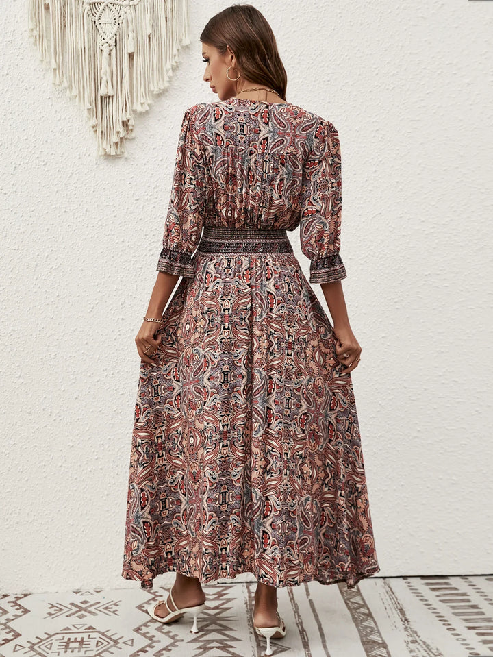 Isabeau Bohemian Tie Waist Maxi Dress