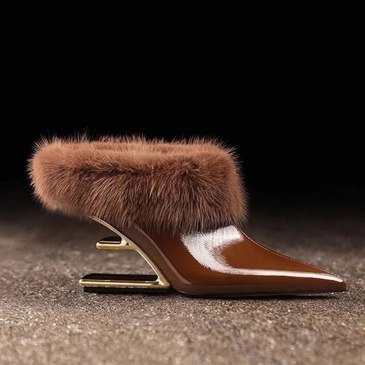 Belmont Pointed Toe Fur Mule