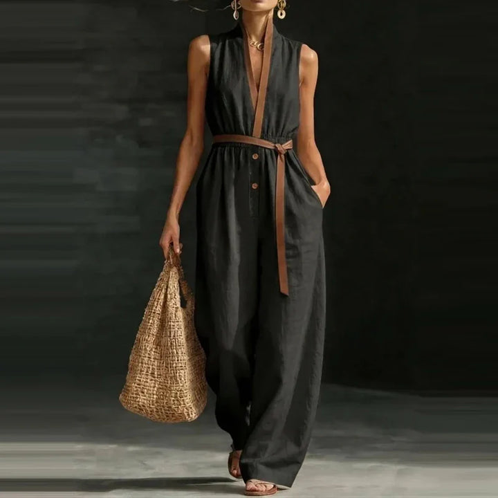 Calina V Neck Wide Leg Jumpsuit