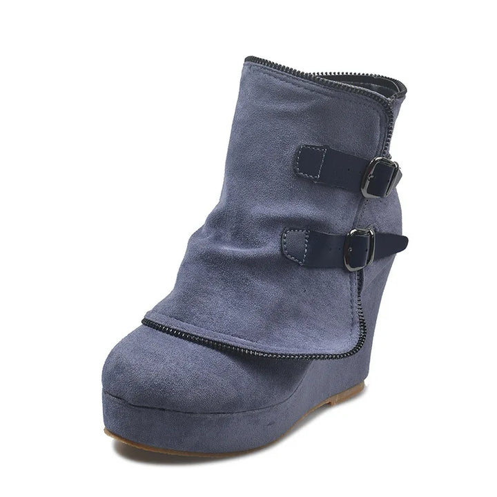 Marisette Buckle Strap Wedge Boots