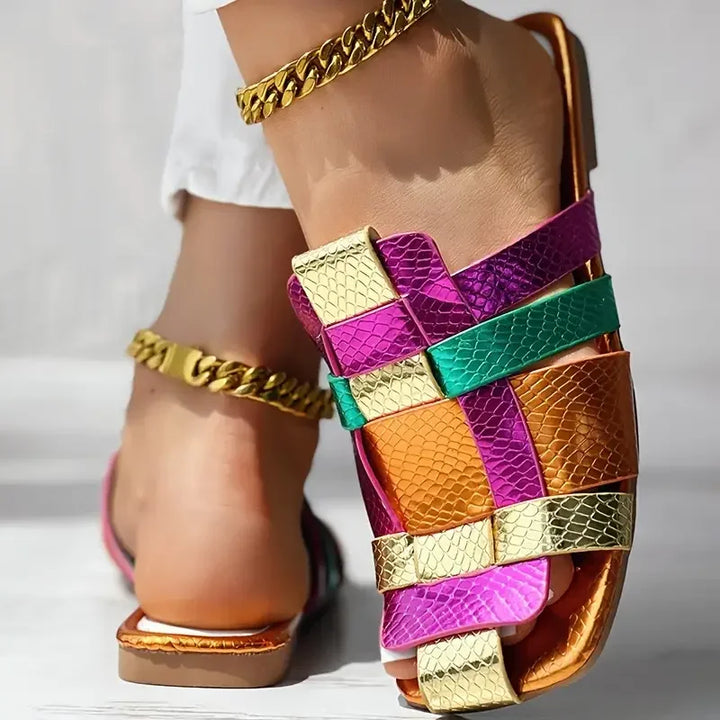 Zaffira Woven Mosaic Flat Sandals