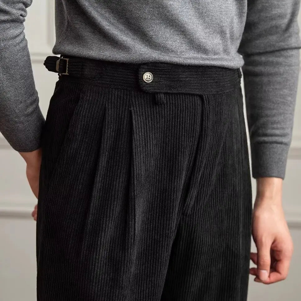 Nathaniel Pleated Corduroy Trousers