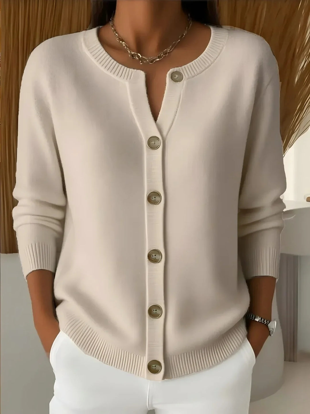 Anouska Notch Neck Buton Cardigan