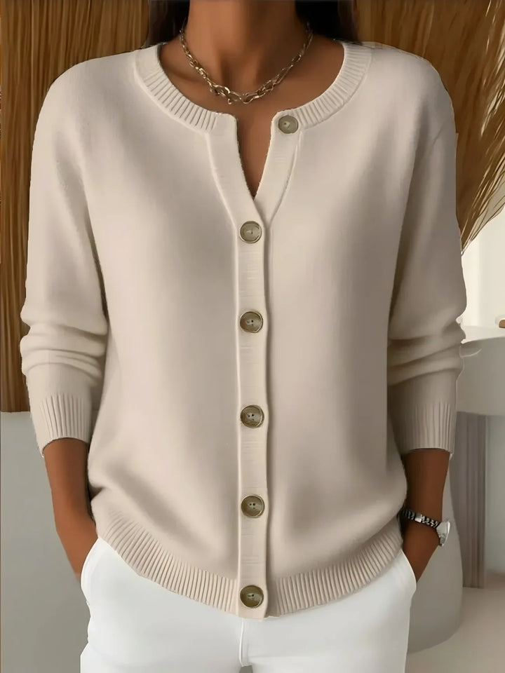 Anouska Notch Neck Buton Cardigan