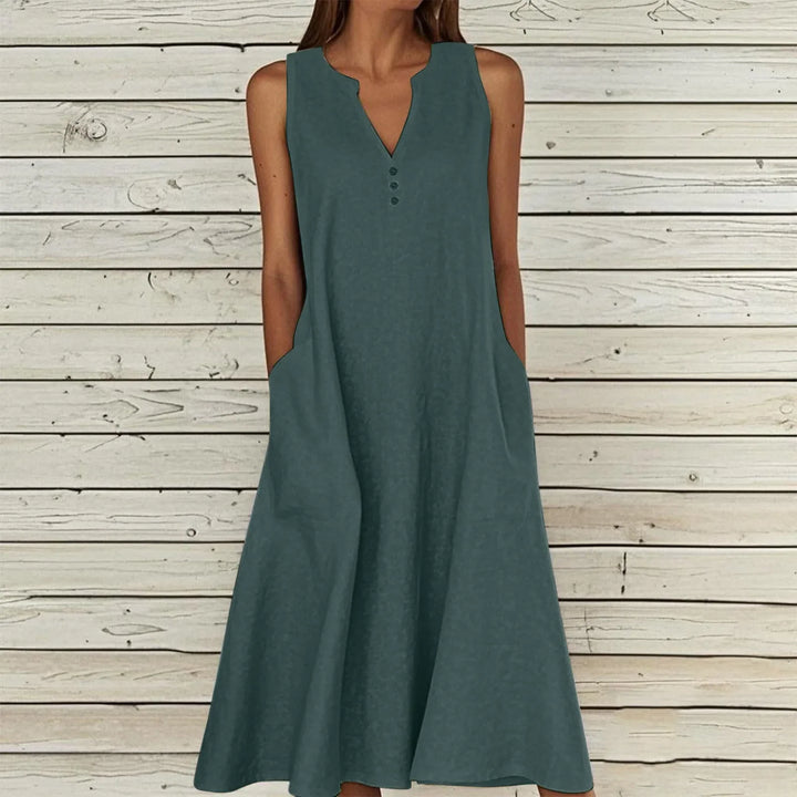 Avery Effortless V Neck Midi Dress