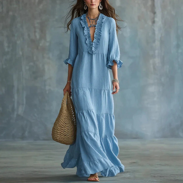 Sandra Elegant Ruffle Maxi Dress