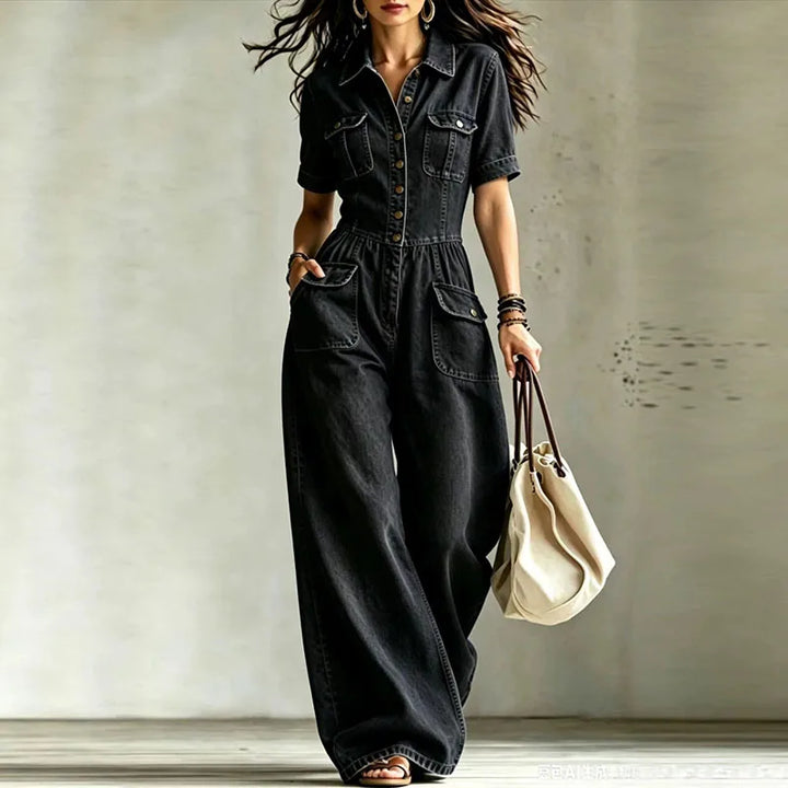 Phoebe Denim Wide Leg Jumpsuit
